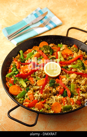 Vegetarische Paella. Rezept zur Verfügung. Stockfoto