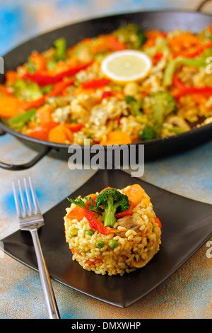Vegetarische Paella. Rezept zur Verfügung. Stockfoto