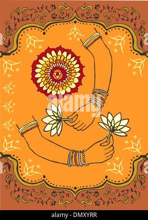 Frauen-Hand mit Lotus Blume Hintergrund Stock Vektor