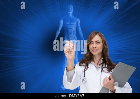 Zusammengesetztes Bild des lächelnden Arzt zeigen Stockfoto