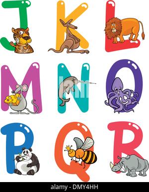 Cartoon-Alphabet mit Tieren Stock Vektor