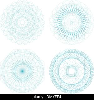 Satz von vier Guilloche-rosette Stock Vektor