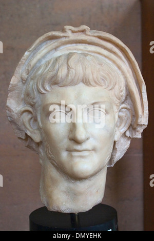 Europa, Griechenland, Peloponnes, antiken Korinth, archäologischen Museum, Portrait des Kaisers Nero ca. 60 n. Chr. Stockfoto