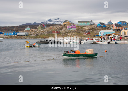 Grönland, Nuussuaq Halbinsel, Diskobucht, Qaasuitsup Gemeinde, Saqqaq (alias Sarqaq oder Solsiden). Stockfoto
