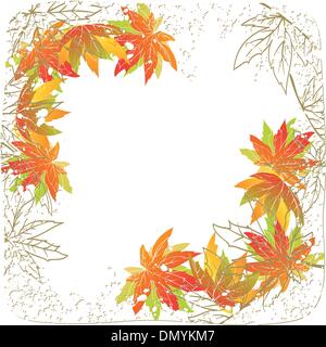 Buntes Herbstlaub auf weißem Hintergrund Stock Vektor