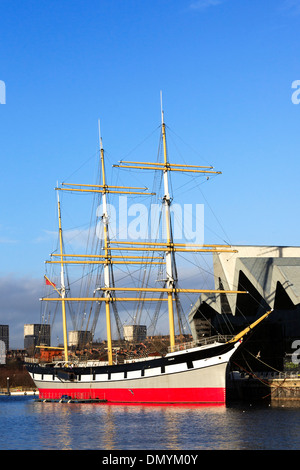 Glenlee 3 Mast Stahl geschält Fracht-Segelschiff, Clyde gebaut 1896, jetzt festgemacht an der Riverside Museum, Glasgow, Schottland, UK Stockfoto