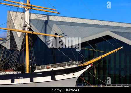 Glenlee 3 Mast Stahl geschält Fracht-Segelschiff, Clyde gebaut 1896, jetzt festgemacht an der Riverside Museum, Glasgow, Schottland, UK Stockfoto