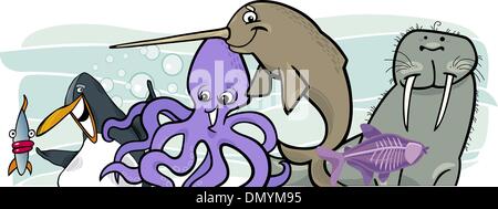 Cartoon-Meer-leben-Tiere-design Stock Vektor