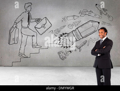Zusammengesetztes Bild der Geschäftsmann mit verschränkten Armen Stockfoto