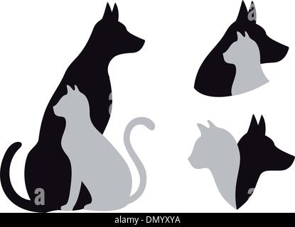 Katze und Hund, Vektor Stock Vektor
