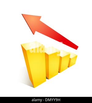 Geschäftlichen Erfolg Wachstum Diagramm Diagramm Abbildung mit Pfeil und Stock Vektor