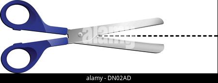Hochdetaillierte Schere mit Punkte-Linie. Stock Vektor