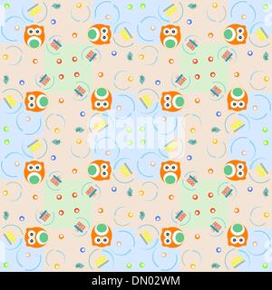 Satz von Elementen - Eulen, Vögel, Geschenk-Boxen. Nahtlose Hintergrund Stock Vektor