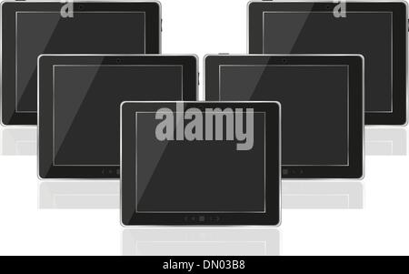 Vektor-realistische Tablet-pc-Computer mit einem schwarzen Bildschirm Stock Vektor