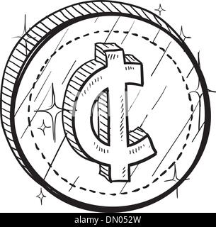 Cent-Symbol-Vektor-Skizze Stock Vektor