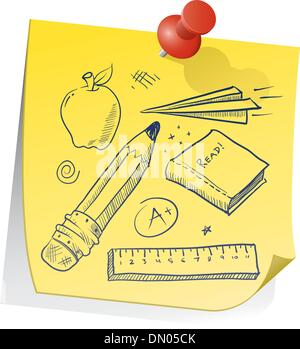 Zurück zur Schule Objekte Haftnotiz Vektor Stock Vektor