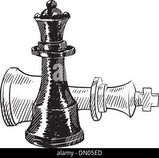 Skizzieren Sie Schachfiguren Stock Vektor