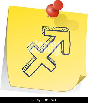 Schütze Sternzeichen Haftnotiz Vektor Skizze Stock Vektor