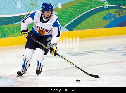 14. Februar 2010 - Vancouver, British Columbia, Kanada - Finnland VENLA HOVI. Womens Hockey vorläufige Runde Finnland Shutout Russland 5-1 bei Olympischen Winterspielen 2010 in Vancouver. (Kredit-Bild: © Patrick T Fallon/ZUMA Press) Stockfoto