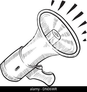 Elektrische Megafon Megaphon Skizze Stock Vektor
