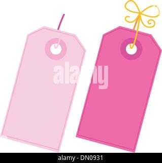 Valentine leer rosa Tags Satz isoliert auf weiss Stock Vektor