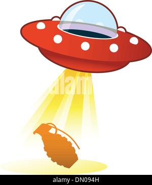 Handgranate auf Retro-UFO Stock Vektor