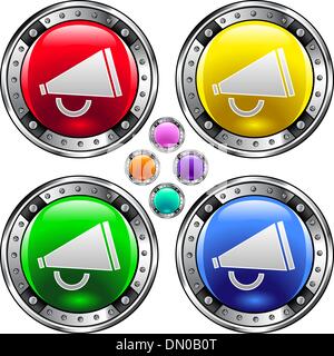 Megaphon Schaltfläche "bunt" Stock Vektor