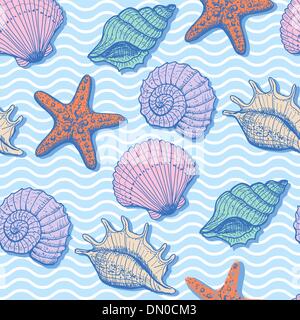 Meer Hand gezeichnete nahtlose Muster Stock Vektor