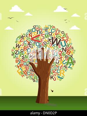 Schule Bildung Baum Hand lesen lernen Stock Vektor
