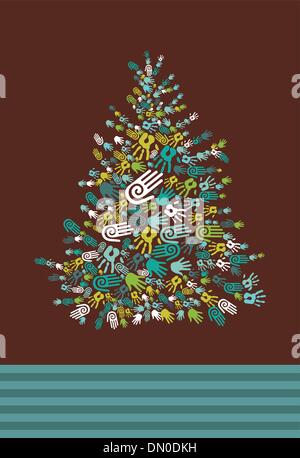 Vielfalt-Weihnachtsbaum Hände Karte Stock Vektor