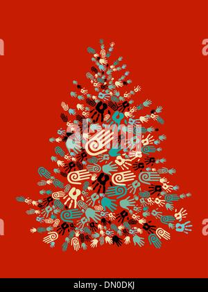Vielfalt-Weihnachtsbaum Hände Stock Vektor