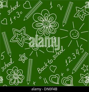 Zurück zu Schule Kreide gezeichnet nahtlose Muster Stock Vektor
