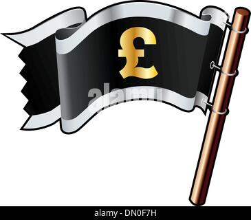 Britisches Pfund Piratenflagge Stock Vektor