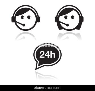 Kunden Service Icons Set - Call Center-Agenten Stock Vektor