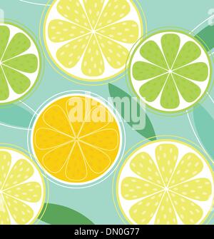 Zitrusfrüchte Hintergrund Vektor - Zitrone, Limette und Orange Stock Vektor