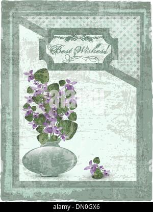 Postkarte mit Violett bei Grunge Hintergrund Stock Vektor