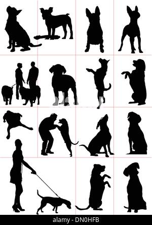 Satz von Hunden Silhouette. Vektor-illustration Stock Vektor