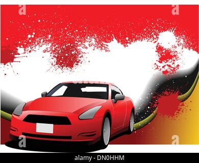 Grunge abstrakte Hi-Tech-Hintergrund mit Auto Coupé Bild. Vektor Stock Vektor