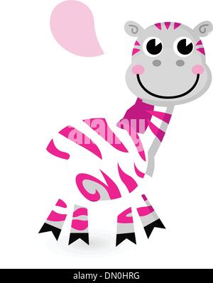 Niedliche rosa Zebra isoliert auf weiss Stock Vektor