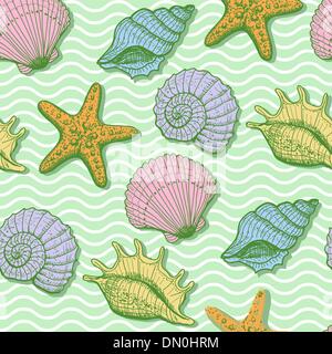 Meer Hand gezeichnete nahtlose Muster Stock Vektor