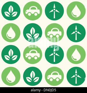 Retro-Eco grün nahtlose Hintergrundmuster Stock Vektor