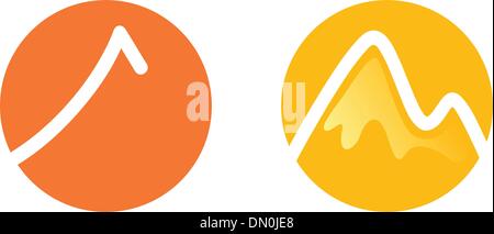 Berg-Symbole-Satz isoliert auf weiss (Orange und gelb) Stock Vektor