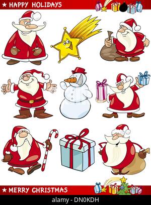 Cartoon-Satz von Weihnachtsthemen Stock Vektor