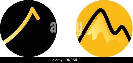 Berg-Symbole-Satz isoliert auf weiss (Gold und schwarz) Stock Vektor