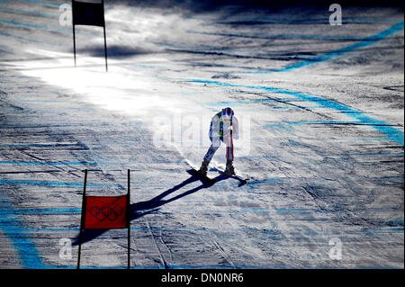 20. Februar 2010 - Bronze Whistler, British Columbia, Kanada - Medaillenträger USA LINDSEY VONN in der alpinen Skifahren Super-G der Abfahrt bei den 2010 Olympischen in Vancouver, Britisch-Kolumbien. (Kredit-Bild: © Jed Conklin/ZUMA Press) Stockfoto