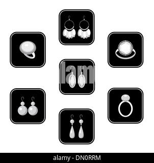 Satz von schwarzen Symbole mit Schmuck Stock Vektor