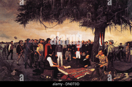 Mexikanischen General Santa Anna kapituliert nach Texaner Sam Houston bei der Schlacht von San Jacinto - 21. April 1836 Stockfoto