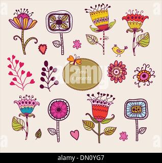 Hand gezeichneten floralen Elementen. Satz von Blumen. Stock Vektor