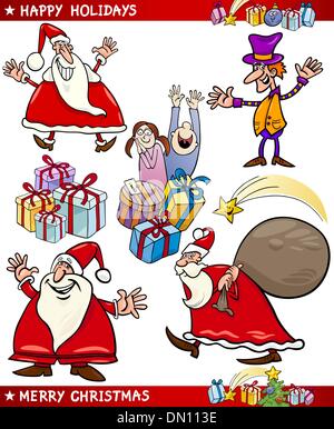 Cartoon-Satz von Weihnachtsthemen Stock Vektor