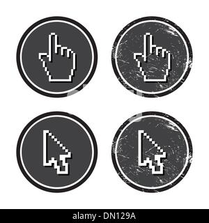 Cursor Hand und Pfeil auf Retro-label Stock Vektor